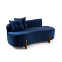 Ver imagem 2 de Sofá Orgânico 2 Lugares c/2 Almofadas Curvo Sala Recepção Veludo Azul Marinho - Montanaris Decor