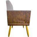 Ver imagem 4 de Kit 12 Poltronas Decorativas Lis Corino e Linho Cores Pé Palito 30 Cm Castanho