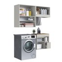 Ver imagem 6 de Área de Serviço Modulada 3 Peças com Varal para Roupas e Balcão Assis Cor Arenas