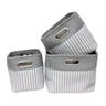 CONJUNTO DE 03 CESTOS ORGANIZADOR EM TECIDO LISTRADO CINZA - 1