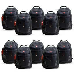 Kit 10 Mochilas Executivas para Notebook Fuji, Swiss Move - Preta - 1 Kit 10 Mochilas Executivas para Notebook Fuji, Swiss Move - Preta - 1