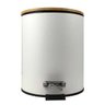 LIXEIRA BRANCA BAMBU COM PEDAL INOX 05 LITROS - WINCY - 1