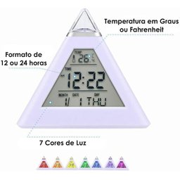 Relógio Digital Pirâmide de Mesa Calendário - 3