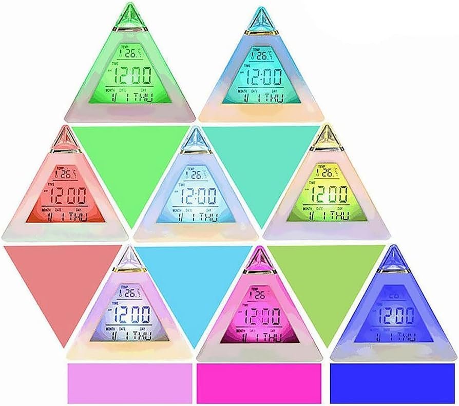 Relógio Digital Pirâmide de Mesa Calendário - 6
