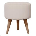 Ver imagem 1 de Puff Madri Banqueta Redonda em Linho Pés Eucalipto Pufe Sala:off White