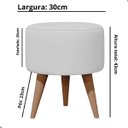 Ver imagem 2 de Puff Madri Banqueta Redonda em Linho Pés Eucalipto Pufe Sala:off White