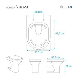 Tampa de Vaso Sanitário com Amortecedor Nuova Creme (Bege) para bacia Deca - 3