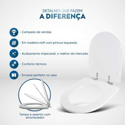 Tampa de Vaso Sanitário com Amortecedor Nuova Creme (Bege) para bacia Deca - 5
