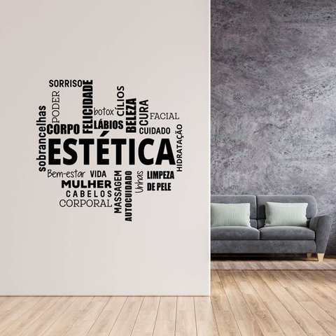 Adesivo de Parede Estética Palavras Motivação Recepção Clínica Salão de Beleza Kanto Store Adesivo D