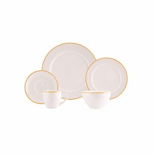Jogo de Jantar 20 Peças Filete Porcelana Real By Schmidt Cor:laranja