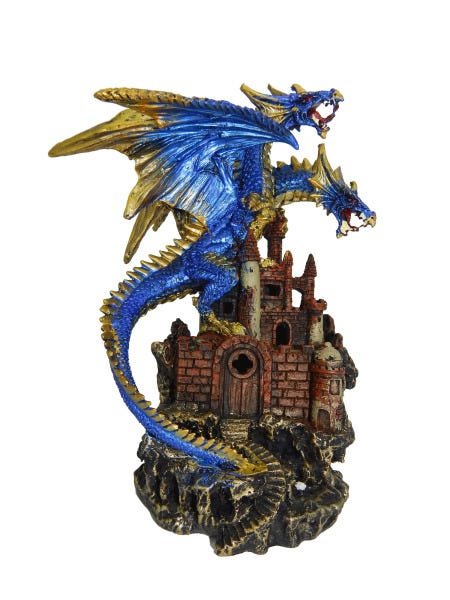 Enfeite Decorativo - Dragão no Castelo - Azul - Com Luzes - Lextack LXTPW1707071 - 3