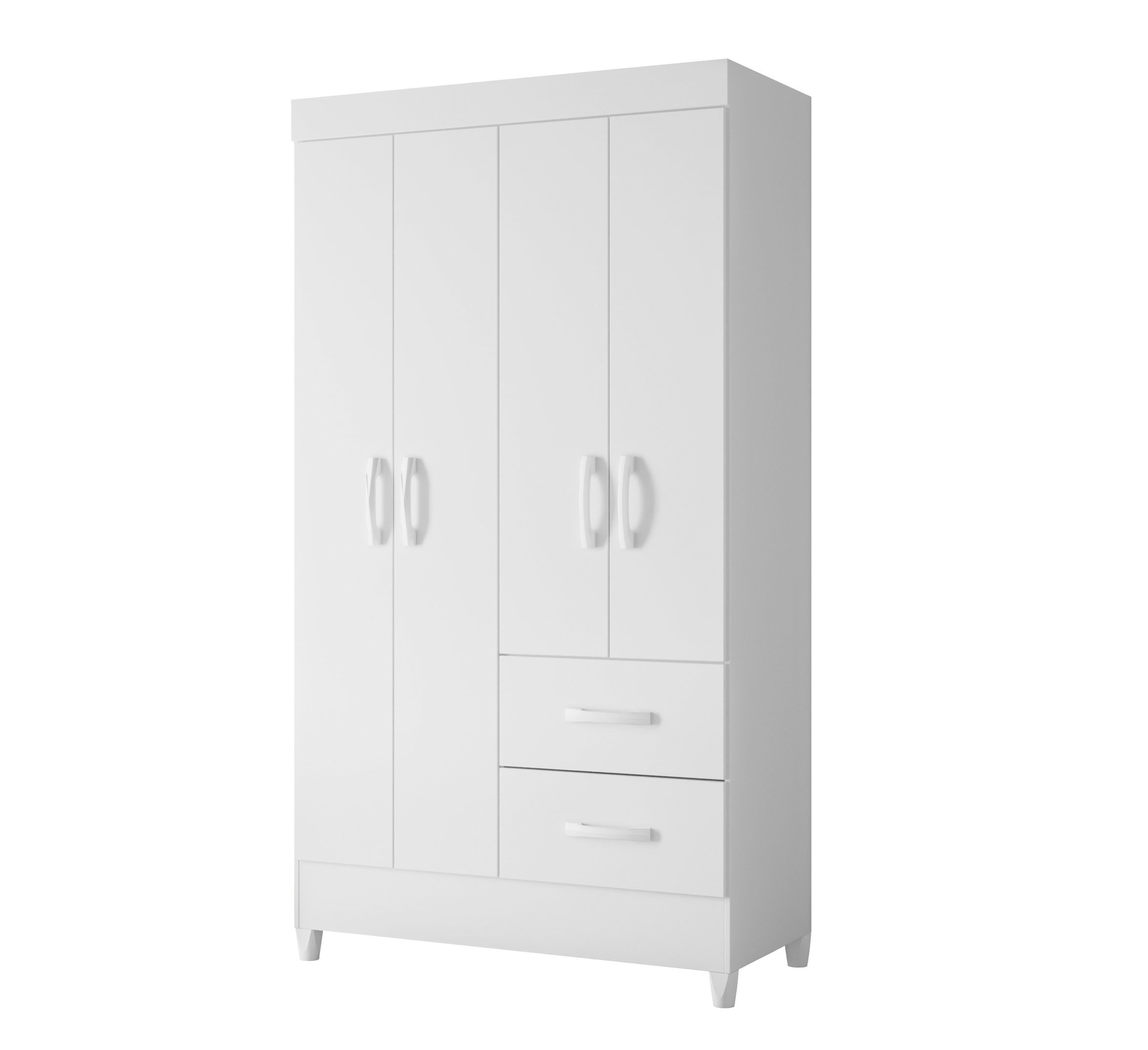 Quarda Roupa Moderno Roupeiro Mobi 4 Portas 2 Gavetas Quarto Criança Premium Co Branco