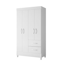 Quarda Roupa Moderno Roupeiro Mobi 4 Portas 2 Gavetas Quarto Criança Premium Co Branco - 1
