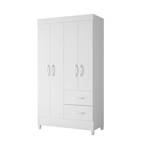 Quarda Roupa Moderno Roupeiro Mobi 4 Portas 2 Gavetas Quarto Criança Premium Co Branco