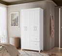 Ver imagem 2 de Quarda Roupa Moderno Roupeiro Mobi 4 Portas 2 Gavetas Quarto Criança Premium Co Branco