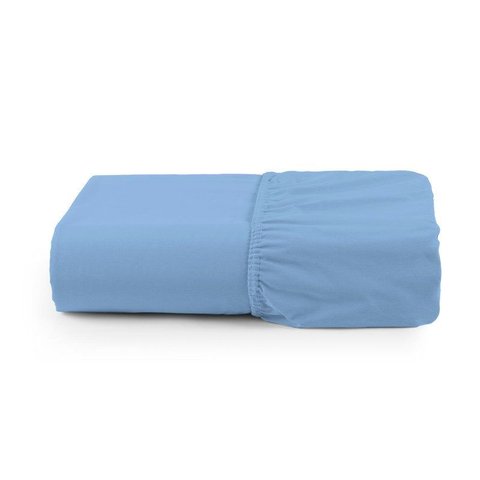 Lençol Solteiro Avulso com Elástico 180 Fios Algodão Liso:azul