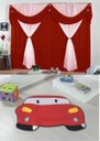 Ver imagem 1 de Kit Decoração para Quarto de Menino = Cortina Malha Jessica + Tapete Pelucia Carro Vermelho