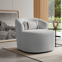 Ver imagem 3 de Puff Poltrona Decorativa Orgânica Roma Bouclé Giratória Almofada:cinza Claro