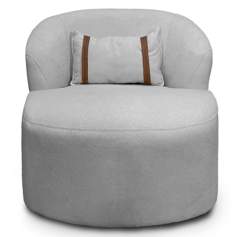 Puff Poltrona Decorativa Orgânica Roma Bouclé Giratória Almofada:cinza Claro