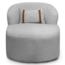 Ver imagem 1 de Puff Poltrona Decorativa Orgânica Roma Bouclé Giratória Almofada:cinza Claro