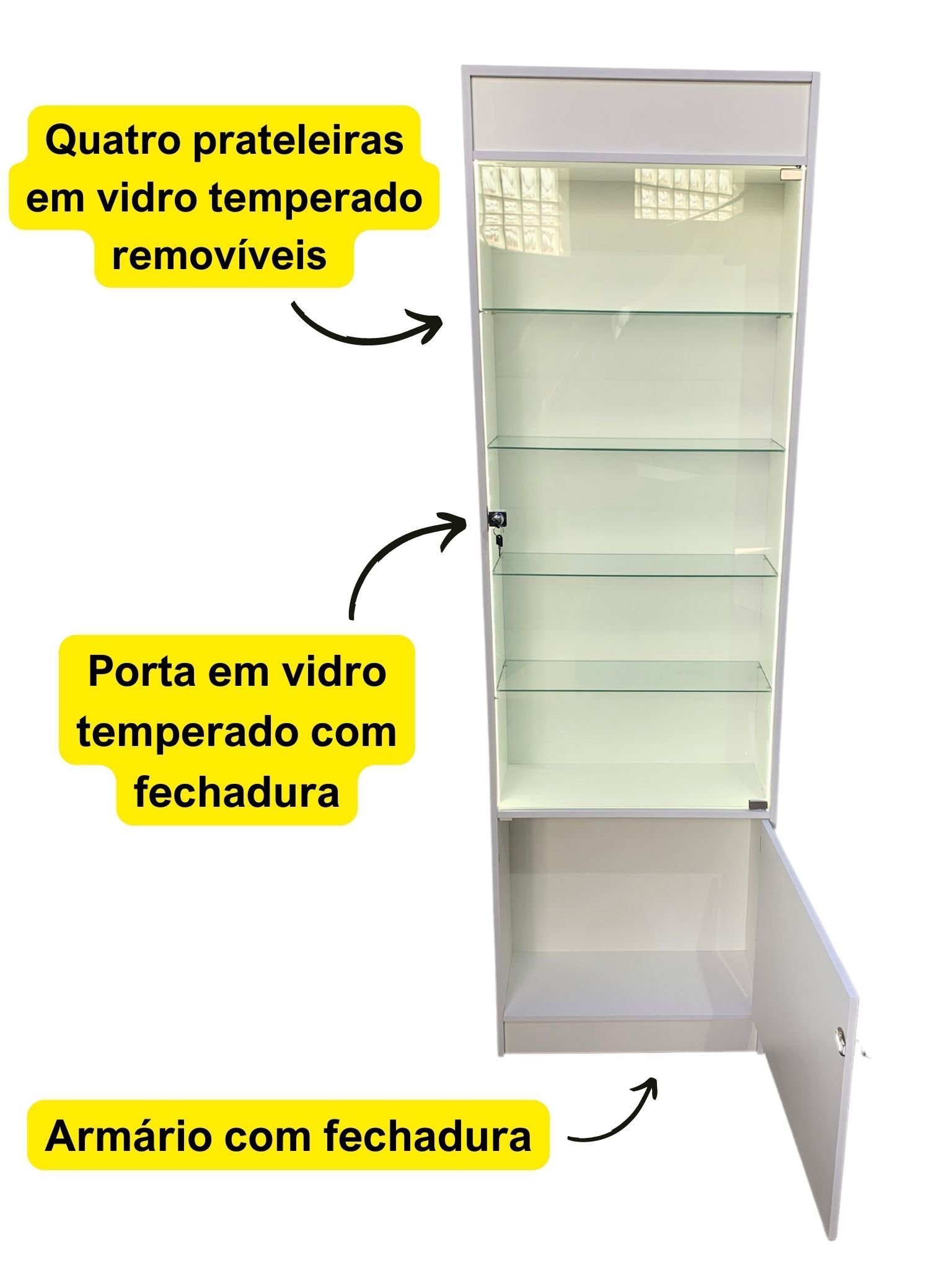 Vitrine Armário Fita LED Porta Vidro Bivolt Colecionador Lojas - 3
