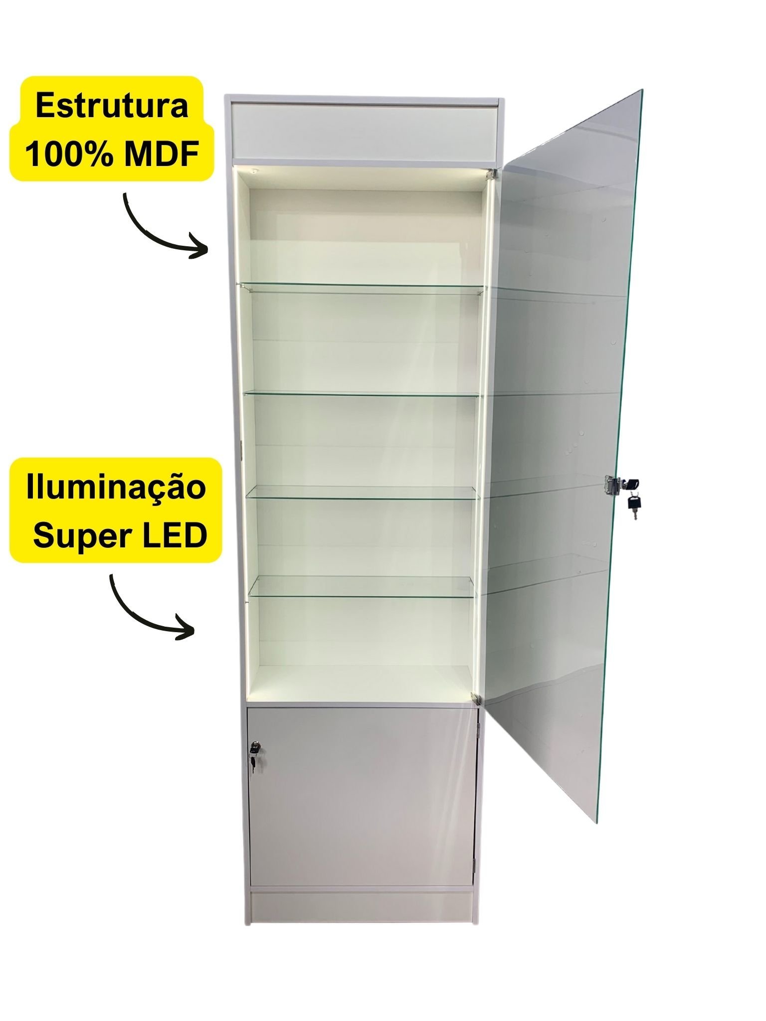 Vitrine Armário Fita LED Porta Vidro Bivolt Colecionador Lojas - 4
