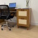 Ver imagem 6 de Mesa Escrivaninha Detalhes em Palha Telinha Amadeirada Campo Pés em 2 Gavetas 150cm MDF Pés em Madeira Maciça Angelim Marrom