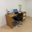 Ver mais imagens de Mesa Escrivaninha Detalhes em Palha Telinha Amadeirada Campo Pés em 2 Gavetas 150cm MDF Pés em Madeira Maciça Angelim Marrom