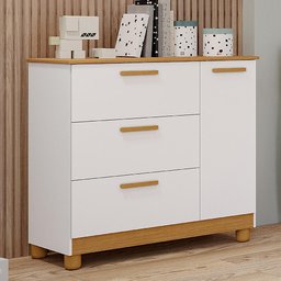 Cômoda Infantil Jujuba 1 Porta e 3 Gavetas Nature/branco - Permóbili Baby - 2 Cômoda Infantil Jujuba 1 Porta e 3 Gavetas Nature/branco - Permóbili Baby - 2
