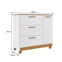 Ver imagem 3 de Cômoda Infantil Jujuba 1 Porta e 3 Gavetas Nature/branco - Permóbili Baby