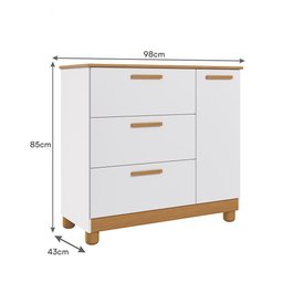 Cômoda Infantil Jujuba 1 Porta e 3 Gavetas Nature/branco - Permóbili Baby - 3 Cômoda Infantil Jujuba 1 Porta e 3 Gavetas Nature/branco - Permóbili Baby - 3