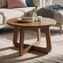 Ver imagem 1 de Mesa de Centro para Sala de Estar Redonda 58cm Pés Orgânico Yasmin A05 Cinamomo - Lyam Decor