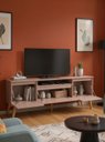 Ver imagem 3 de Rack para TV com Painel e Prateleira 180cm Retro MDF Rosa Dallas - On Móveis
