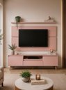 Ver imagem 1 de Rack para TV com Painel e Prateleira 180cm Retro MDF Rosa Dallas - On Móveis