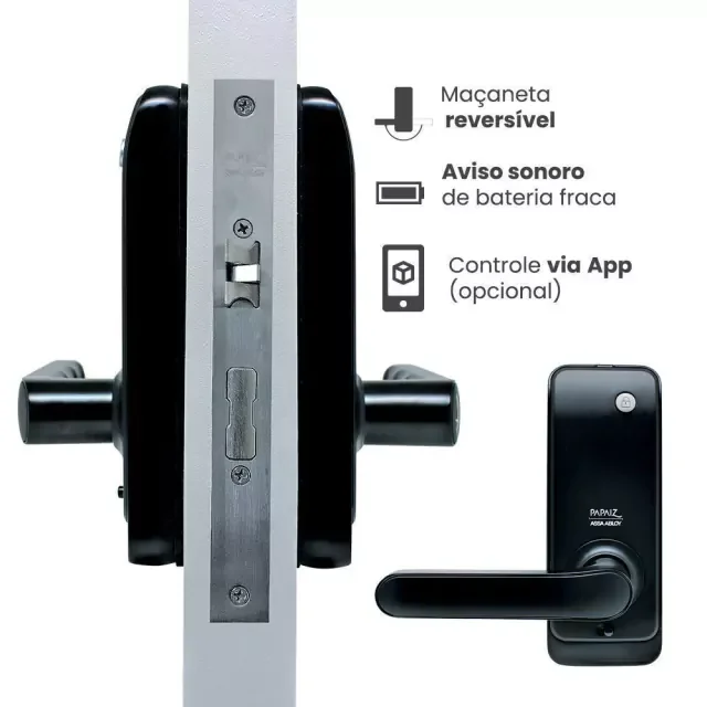 Fechadura Digital Sl205 com Biometria Senha Cartão e Chave [f118] - 4