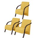 Ver imagem 2 de Kit3 Poltronas Decorativas Vênus 1 Lugar Braço Pé Madeira D Salla Suede