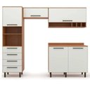 Ver imagem 2 de Cozinha Compacta 4 Peças 5 Portas 4 Gavetas Evolution Plus Branco/Freijó/Off-White