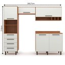 Ver imagem 3 de Cozinha Compacta 4 Peças 5 Portas 4 Gavetas Evolution Plus Branco/Freijó/Off-White