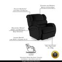 Ver imagem 3 de Poltrona do Papai Sala de Cinema Reclinável Manchester Glider Manual Giratória Pu Preto G23 Encantum