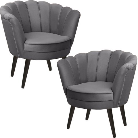 Kit Duas Poltronas Pétalas em Sued Premium Cinza