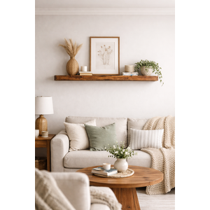 Prateleira de Madeira Maciça 180cm X 15cm com Suporte Invisível