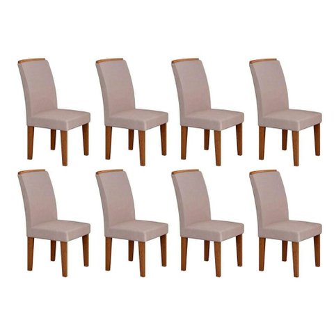 Kit 8 Cadeiras Sala Jantar Lunara 8 Un Imbuia -capuccino/suede Creme - Rufato