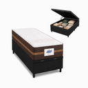 Ver imagem 2 de Cama Box Baú Solteiro Colchão Gazin Molas Flora 88x188x63cm (Preto)