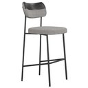 Ver imagem 6 de Kit 08 Banquetas Alta Bar Cozinha Sala Jantar Preto Elira L02 Couríssimo Preto Linho Cinza - Lyam
