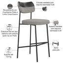 Ver imagem 4 de Kit 08 Banquetas Alta Bar Cozinha Sala Jantar Preto Elira L02 Couríssimo Preto Linho Cinza - Lyam