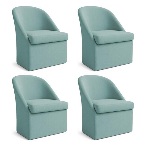 Kit 4 Poltronas Decorativas Malli Boucle - Pallazio Cor:Azul Turquesa
