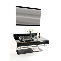 Gabinete De Vidro 90cm Full Curvado Duplo Inox Preto - 2