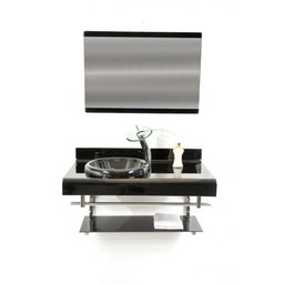 Gabinete De Vidro 90cm Full Curvado Duplo Inox Preto - 1