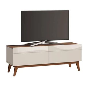 Rack Classic 2 Gavetas 1.4 Off White com Freijó - Imcal Móveis