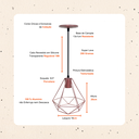 Ver imagem 2 de Luminária Pendente Diamante Lustre Aramado Retrô Elegance:Rosé/P